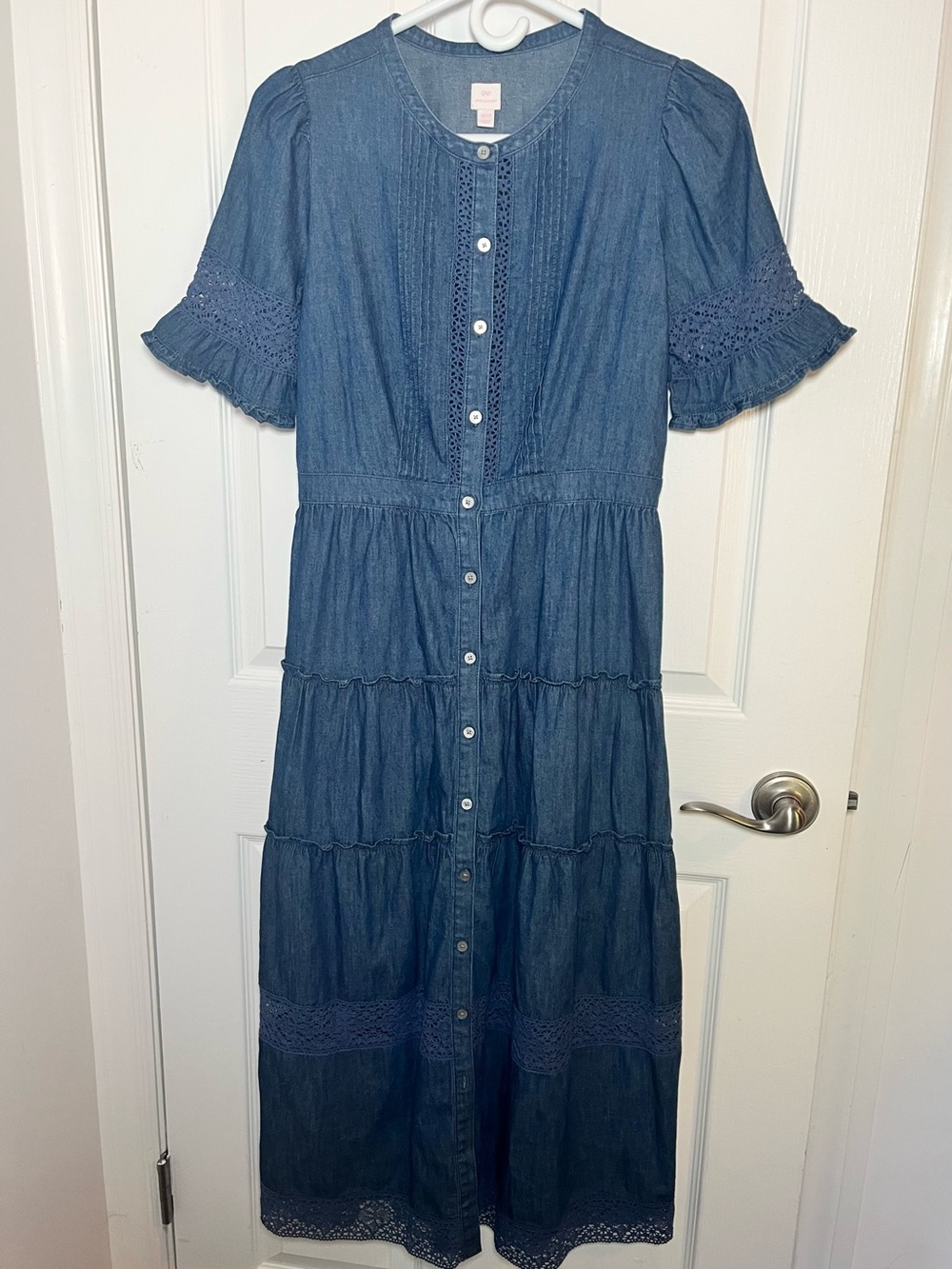 Gap x LoveShackFancy Denim Tiered Midi Dress with Washwell